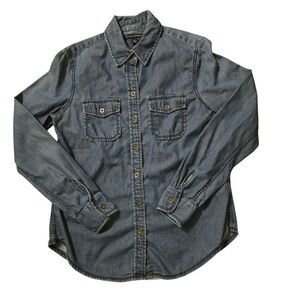 Banana Republic Small Blue Chambray Denim Button Down Cotton Casual Wardrobe...